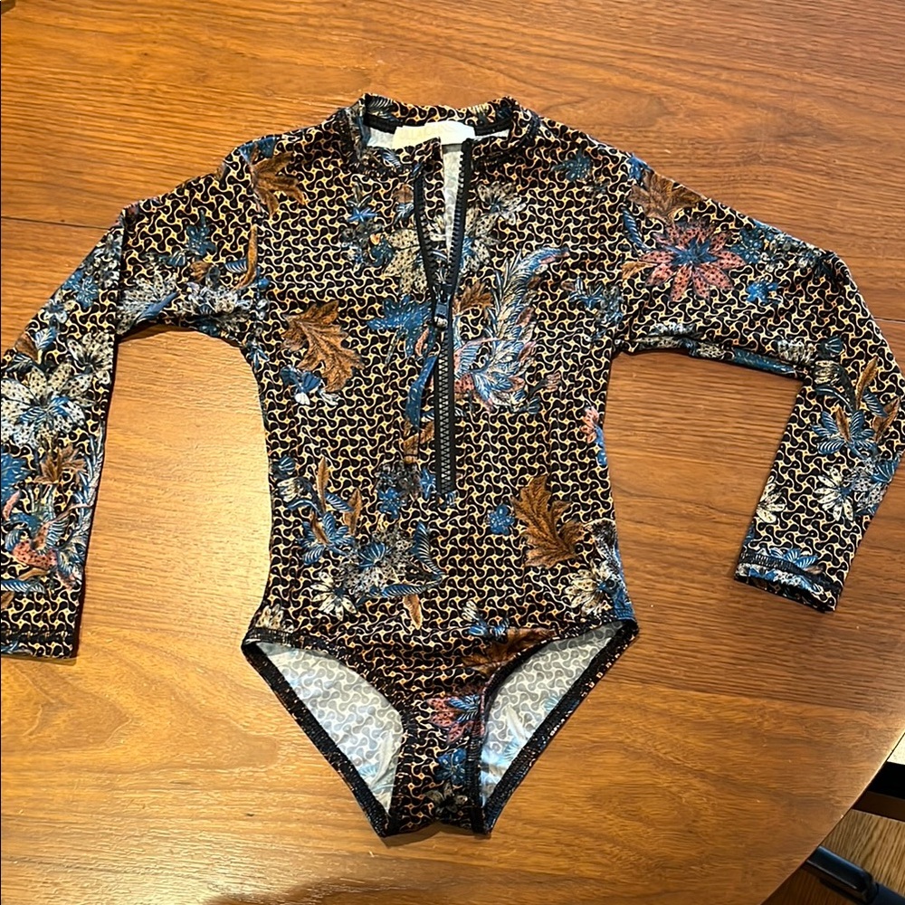 Ulla Johnson Black and Blue Geometric One Piece Swimsuit